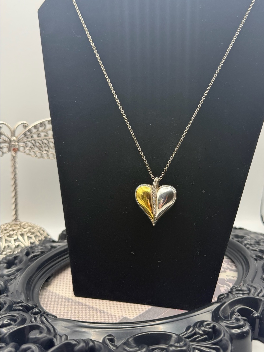 Brighton Precious Heart Two-Tone Pendant Necklace with Crystal Accents